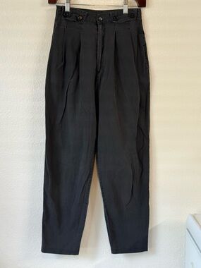 VTG Que Pasa Pleated Casual Pants With Pockets Faded Black Size 9 80s Fashion